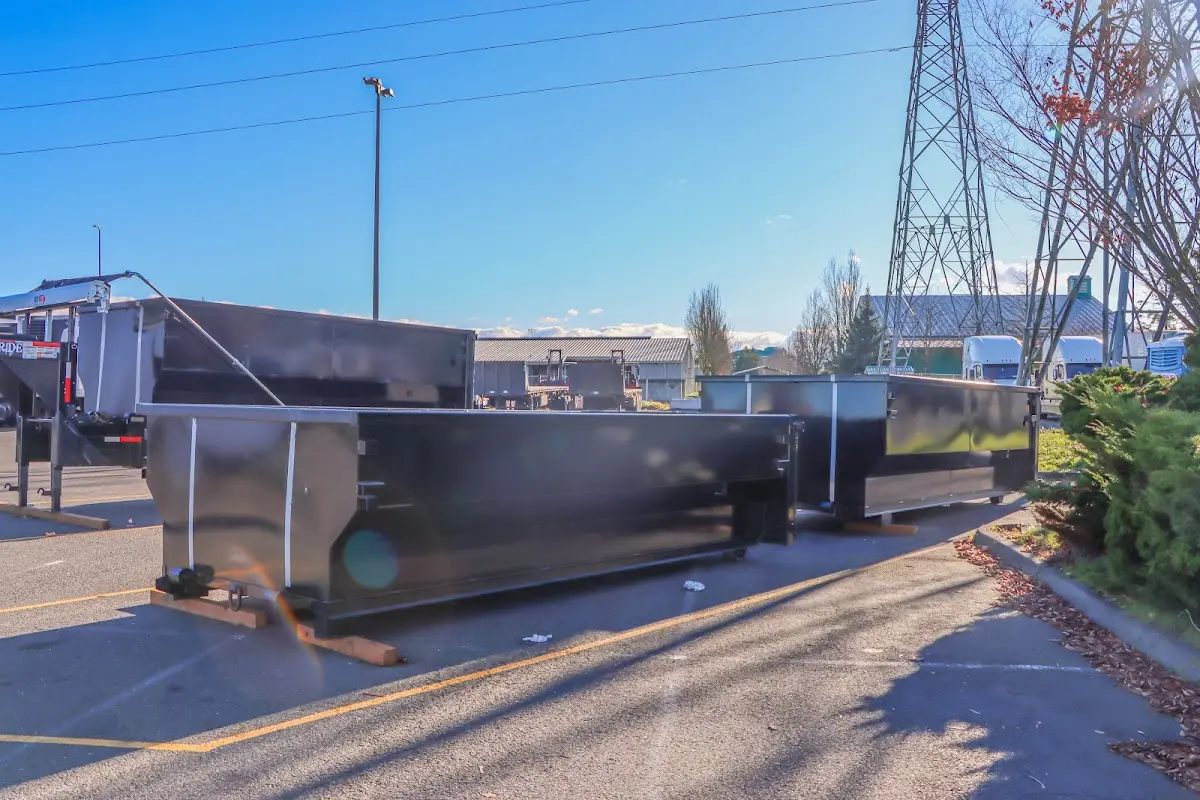 Roll-off dumpster ready for waste disposal at job site for 10 Yard Dumpster Rental in Newstead